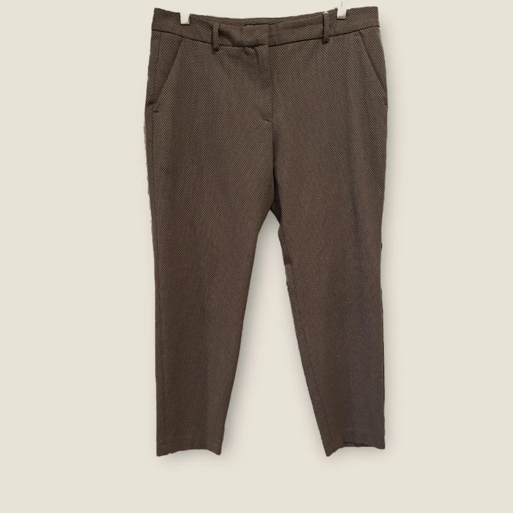 Zara women’s trousers Brown with tiny‎ cream dots size 10